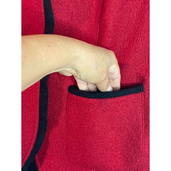 Grace Elements Womens Red Wool Blazer With Black Trim Size 10 - Picture 8 of 13